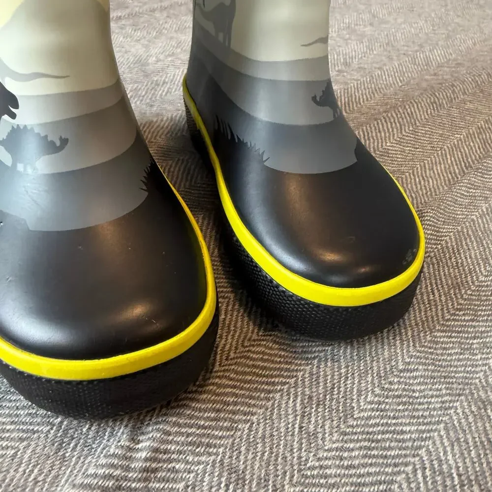 Kamik Rain Boots Dinosaur Yellow Black US 5 Little Kid Toddler Baby